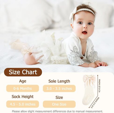 6 Pairs Baby Knee High Socks Girl Cotton Ruffle Stockings With Bow Long Non Slip Dress Sock For Newborn Infant in Kuwait