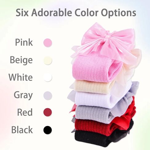 6 Pairs Baby Knee High Socks Girl Cotton Ruffle Stockings With Bow Long Non Slip Dress Sock For Newborn Infant in Kuwait