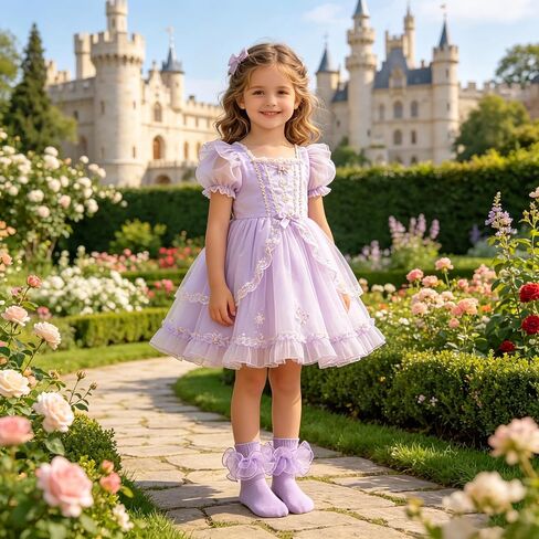 6 Pairs Girls Ruffle Ankle Socks, Cute Lace Frilly Socks for Toddler Kids, Princess Dress Socks in Kuwait