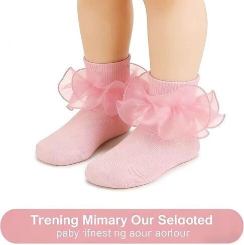 6 Pairs Girls Ruffle Ankle Socks, Cute Lace Frilly Socks for Toddler Kids, Princess Dress Socks in Kuwait