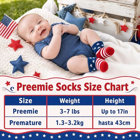 American USA Flag Socks for Infant 0-3 Months,Patriotic Red White and Blue Stars & Stripes Unisex Baby Terry Socks,My First 4th of July Baby Outfit in Kuwait