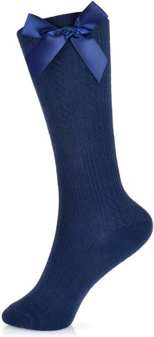 Kids Girls Cute and Cozy Cotton Rich Knee High Socks with Bow Pack of 3 Stylish and Comfortable Kids School Parties Socks in Kuwait