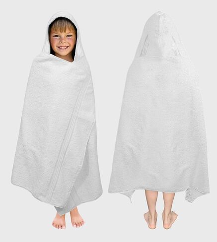 ORIGINAL KIDS Hooded Bath Towel Wrap - Ultra Soft 100% Cotton Terry Large Oversized Hooded Kids Towel with Border - Toddler Big Kid Shower Pool Beach - Absorbent Quick Dry - 30x54 - Chocolate Brown in Kuwait