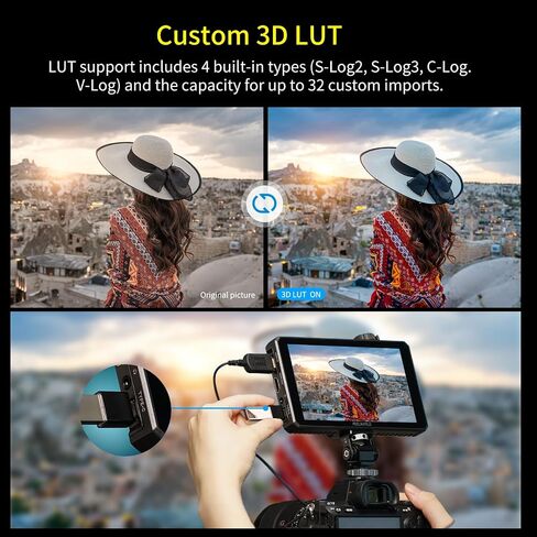 FEELWORLD 6" On Camera Field Monitor SC6, 1500Nits Touch Screen DSLR HDMI Video Monitor, 3G-SDI 4K 60Hz, 3D LUT Aluminum Shell Display for Directors, Photographers (Includes Battery, Sunshade, Case) in Kuwait