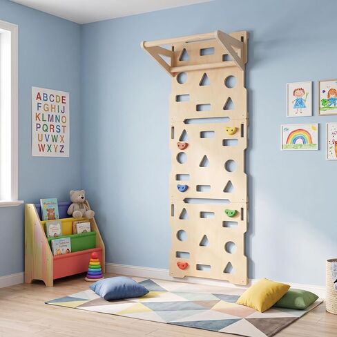 6 x 2 ft Climbing Wall Panels for Home Gym Wooden Indoor Climbing Wall Panels with Removable Pull-up Bar for Home Playground Playrooms Montessori Rooms Sensory Spaces in Kuwait