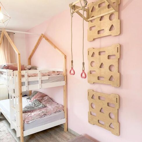 6 x 2 ft Climbing Wall Panels for Home Gym Wooden Indoor Climbing Wall Panels with Removable Pull-up Bar for Home Playground Playrooms Montessori Rooms Sensory Spaces in Kuwait