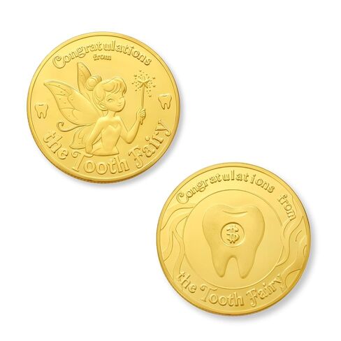 Tooth Fairy Gifts for Boys & Girls, Tooth Fairy Coins Keepsake Kit, Letter from Tooth Fairy, Golden Tokens with Tooth Pouch (1PC) in Kuwait