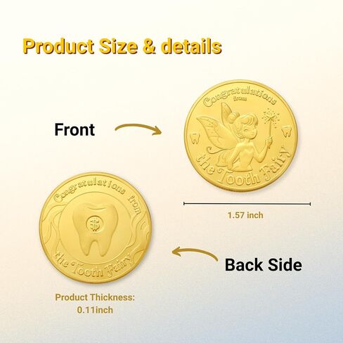 Tooth Fairy Gifts for Boys & Girls, Tooth Fairy Coins Keepsake Kit, Letter from Tooth Fairy, Golden Tokens with Tooth Pouch (1PC) in Kuwait
