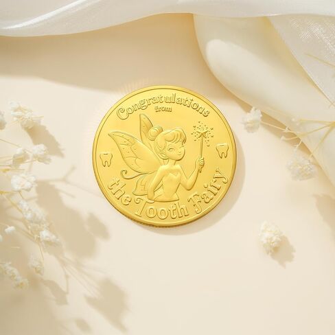 Tooth Fairy Gifts for Boys & Girls, Tooth Fairy Coins Keepsake Kit, Letter from Tooth Fairy, Golden Tokens with Tooth Pouch (1PC) in Kuwait