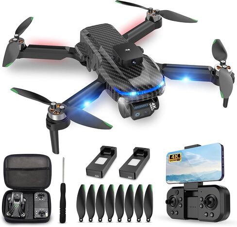 MSMV High-Resolution 4K HD Camera Drone, Wireless RC Toys for Boys Girls, One Button Return, Emergency Stop, Headless Mode, 360° Flips, 2 Batteries & Carrying Case for Kids Adults Beginners, Black in Kuwait