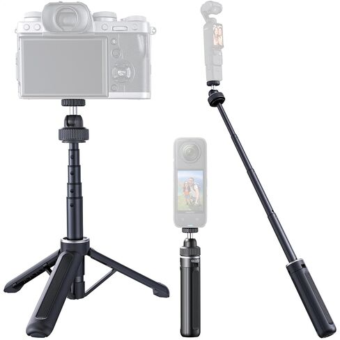 Llano 16"/40cm Action Camera Tripod for DJI Osmo Pocket 4/3, Insta360 X5 X4 X3, Gopro Hero13/12, Extendable Mini Tripod with 1/4'' Screw, Small Selfie Stick for Sony, Canon, 360° Ball Head, Black in Kuwait