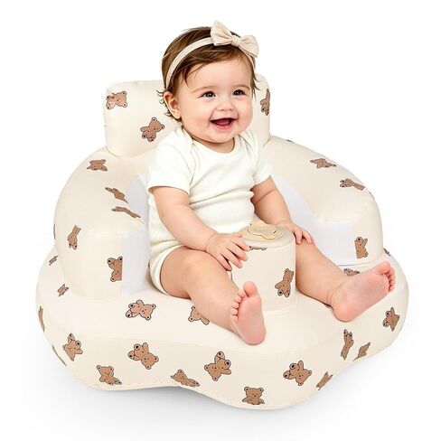 Inflatable Baby Seat for Babies 3-24 Months, Blow Up Baby Floor Seat in Air Pump, Inflatable Sit Me Up Seat for Baby Girls & Boys, Brown Bear in Kuwait