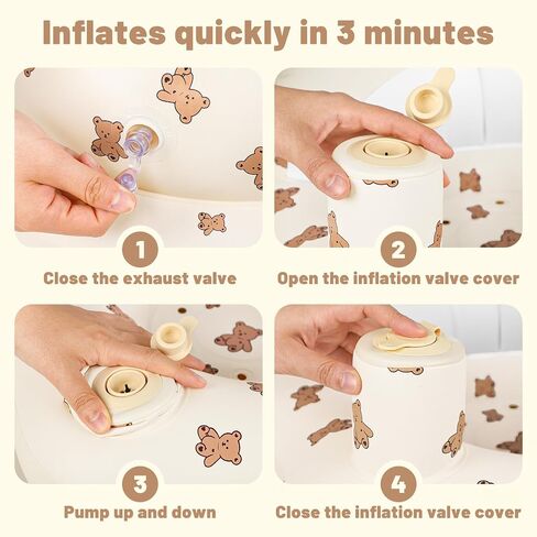 Inflatable Baby Seat for Babies 3-24 Months, Blow Up Baby Floor Seat in Air Pump, Inflatable Sit Me Up Seat for Baby Girls & Boys, Brown Bear in Kuwait