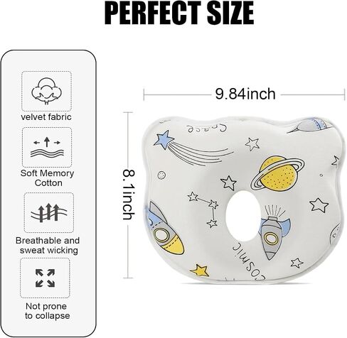 Hemsyc Unisex Baby Head & Neck Support Organic Cotton Cover Machine Washable, Cute Cartoon Bear Soft and Cozy in Kuwait