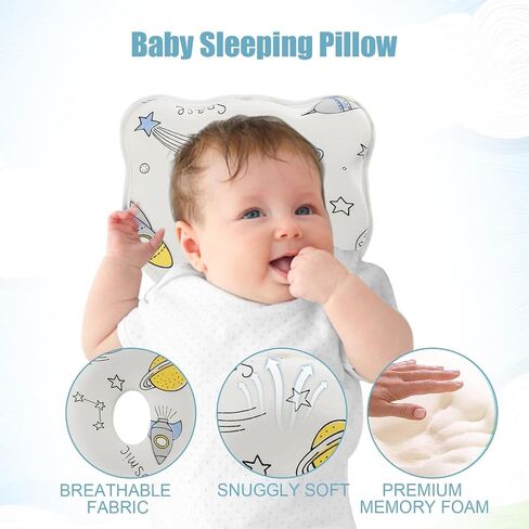 Hemsyc Unisex Baby Head & Neck Support Organic Cotton Cover Machine Washable, Cute Cartoon Bear Soft and Cozy in Kuwait