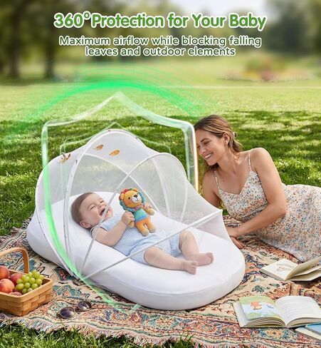 Breathable Mesh Cover for Baby Lounger | Universal Fit, Protective Net Cover for Infant Support Cushion, 1-Second Manual Unfold, For Outdoor Supervised Awake Time in Kuwait