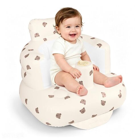 Inflatable Baby Seat for Babies 3-36 Months, Blow Up Baby Floor Seat in Air Pump, Inflatable Sit Me Up Seat for Baby Girls & Boys, Bear in Kuwait