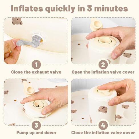 Inflatable Baby Seat for Babies 3-36 Months, Blow Up Baby Floor Seat in Air Pump, Inflatable Sit Me Up Seat for Baby Girls & Boys, Bear in Kuwait