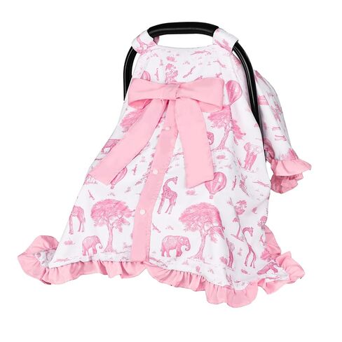 TANOFAR Ruffle Baby Girls Car seat Cover, Peekaboo Opening Car Seat Cover for Babies, Soft and Breathable Infant Carrier Canopy, Multi-use Baby Carrier, Purple Flower in Kuwait