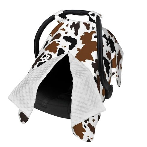 Cow Skin Baby Car Seat Canopy Cover Multi Use Nursing Cover for Newborn Car Seat Canopy Mom Nursing Breastfeeding Covers Newborn Shower Gift | Privacy protection windproof secure coverage skin-friendly Brown Black Cow Skin in Kuwait