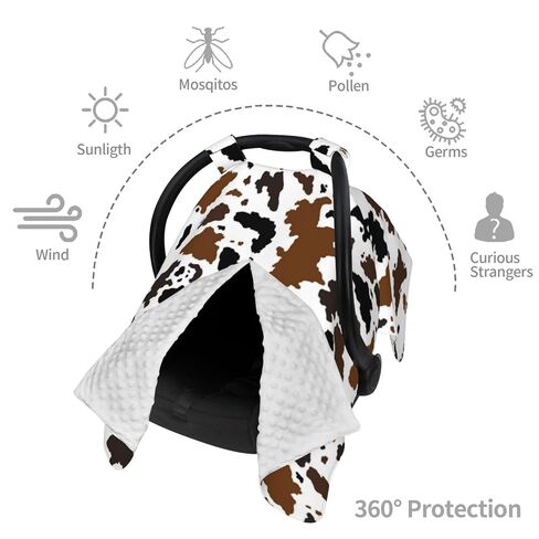 Cow Skin Baby Car Seat Canopy Cover Multi Use Nursing Cover for Newborn Car Seat Canopy Mom Nursing Breastfeeding Covers Newborn Shower Gift | Privacy protection windproof secure coverage skin-friendly Brown Black Cow Skin in Kuwait