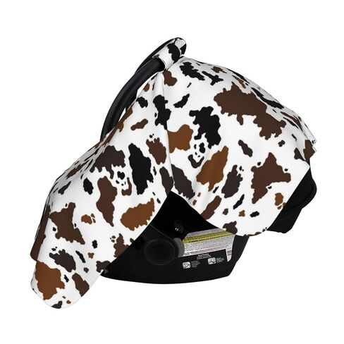 Cow Skin Baby Car Seat Canopy Cover Multi Use Nursing Cover for Newborn Car Seat Canopy Mom Nursing Breastfeeding Covers Newborn Shower Gift | Privacy protection windproof secure coverage skin-friendly Brown Black Cow Skin in Kuwait