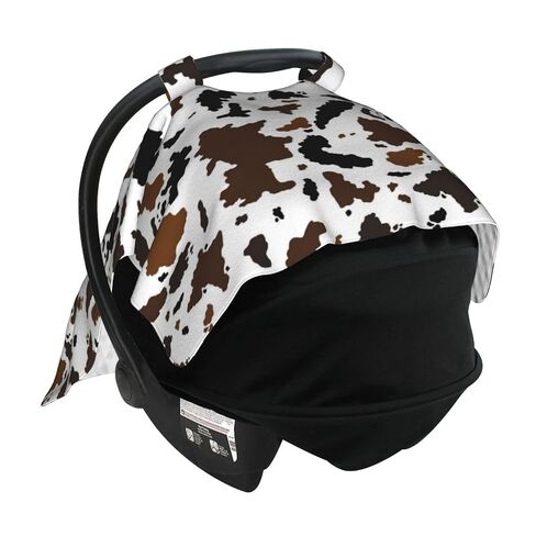 Cow Skin Baby Car Seat Canopy Cover Multi Use Nursing Cover for Newborn Car Seat Canopy Mom Nursing Breastfeeding Covers Newborn Shower Gift | Privacy protection windproof secure coverage skin-friendly Brown Black Cow Skin in Kuwait
