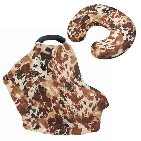 Cow Print Car Seat Covers Canopy Cover Baby Pillows Cover for Sleeping for Newborn Breastfeeding Pillow Cover Stylish Boys & Girls Shower Gifts in Saudi Arabia