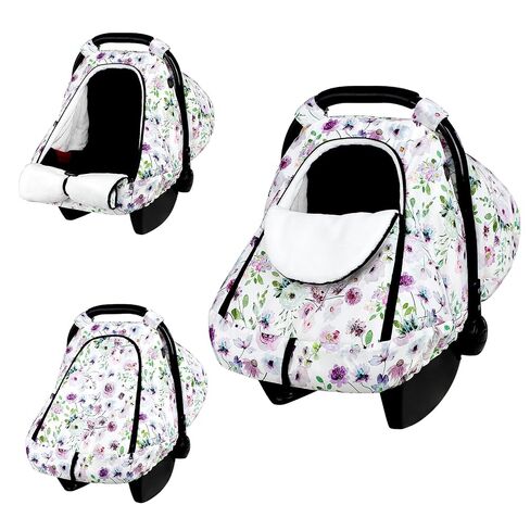 Winter Car Seat Cover Baby, GFU Warm Carseat Cover for Babies, Universal Infant Car Seat Canopy Waterproof, Cold Weather Shield Coats Pink Bow in Kuwait
