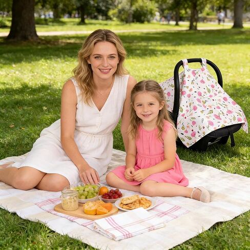 Infant Car Seat Cover for Baby, Cotton Carseat Canopy Universal Carseat Covers Baby Boy Girl Soft Breathable Stroller Sun Shade for Summer Winter Babies Shower Gift in Kuwait