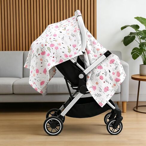 Infant Car Seat Cover for Baby, Cotton Carseat Canopy Universal Carseat Covers Baby Boy Girl Soft Breathable Stroller Sun Shade for Summer Winter Babies Shower Gift in Kuwait