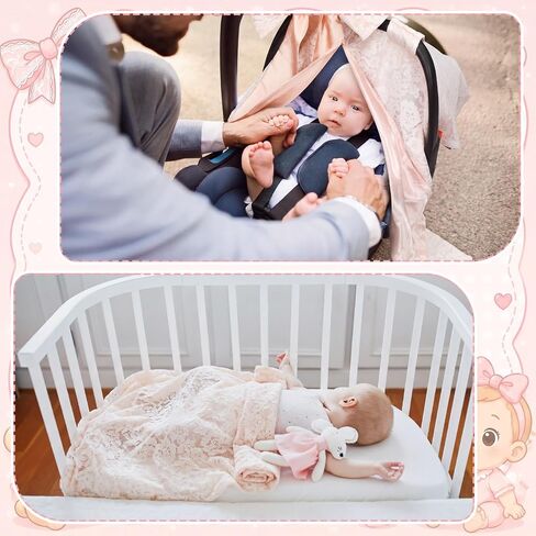 Chumia Baby Car Seat Canopy Cover Car Seat Cover for Girls Boys with Bow Stroller and Cart Covers Carseat Nursing Covers for Infant Newborn Gift, Pink in Kuwait