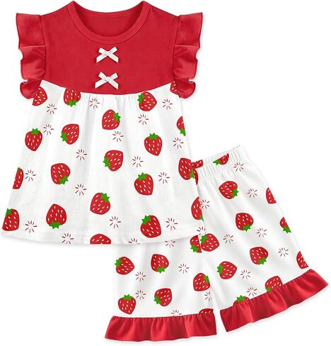 Toddler Girl Clothes Baby Girls' Cotton Summer Clothes 2Pcs Ruffle Sleeveless Top and Shorts Set for Girls 6M-3T in Kuwait