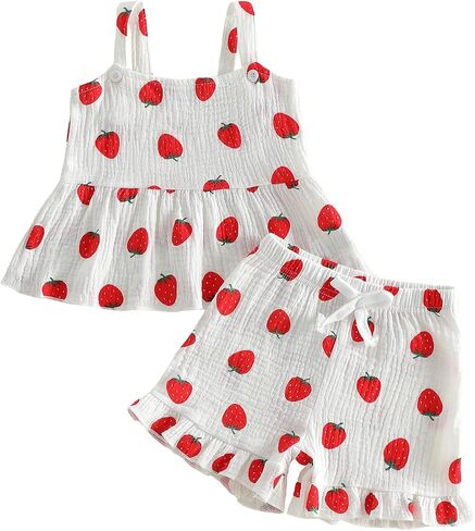 fhutpw Baby Toddler Girl Summer Clothes Sleeveless Tank Tops Ruffle Dress Shorts Set Spring Princess Outfits in Kuwait