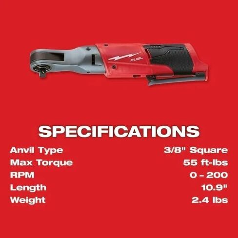 2557-20 Cordless Brushless Ratchet for Milwaukee M12 FUEL 3/8" Ratchet Red - Tool Only in Kuwait