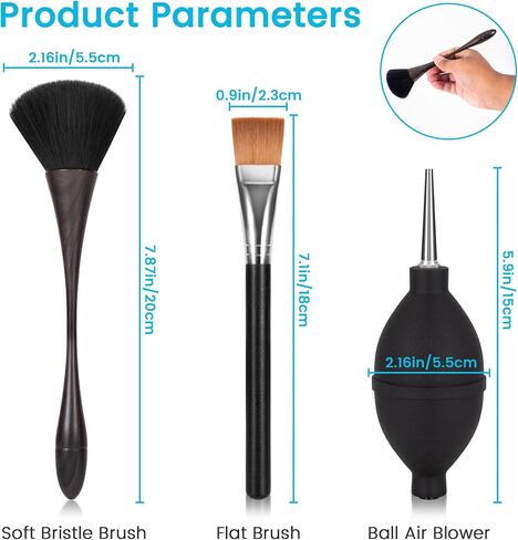 SIMPOR 3PCS Model Cleaning Brush Kit, Dust Brush, Soft Bristle Dust Brush, Flat Brush & Air Blower Ball, Anti-Static Dusting Brush, Model Brushes for Crafts, Collectibles & Scale Models in Kuwait