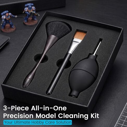 SIMPOR 3PCS Model Cleaning Brush Kit, Dust Brush, Soft Bristle Dust Brush, Flat Brush & Air Blower Ball, Anti-Static Dusting Brush, Model Brushes for Crafts, Collectibles & Scale Models in Kuwait
