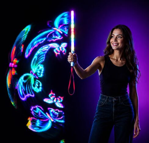 Ignis Pixel 32 Programmable LED Light Stick, 32 RGB Pixels, App Control, Custom Pictures and Animations, USB-C Rechargeable, 11 Inches, Glow Wand for Parties, Concerts, Night Light in Kuwait