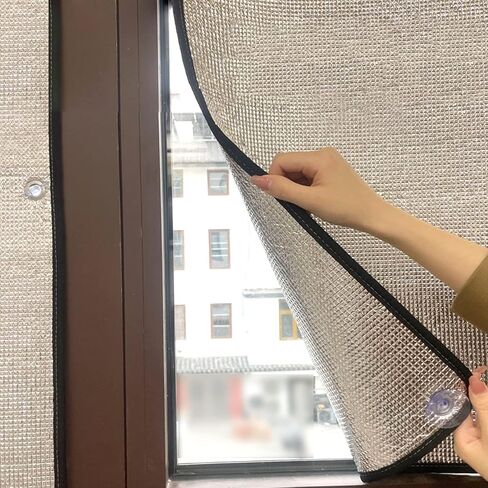 Thermal Insulation Reflective Film,Double Aluminium Bubble Insulation Foil,No Glue Privacy Window Tint Film(60x200cm/24''x79'') in Kuwait
