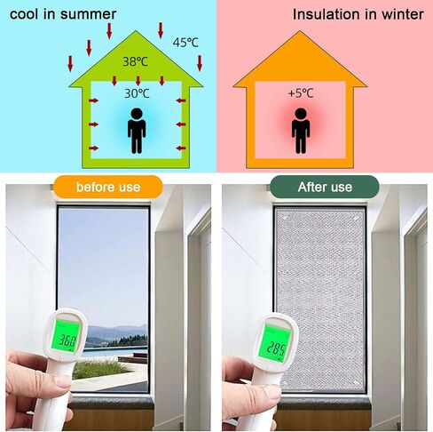 Heat Blocking Window Film Kit,Heat Control Window Tint Film,Multi-Purpose Aluminium Foil Insulation Foil(30x140cm/12''x55'') in Kuwait