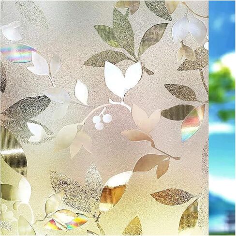 Wide 75/90 Cm Rainbow Privacy Window Film, Static Cling Insulation Tint, Non Adhesive Decorative Glass Sticker for Room(Color12,30x200 cm) in Kuwait