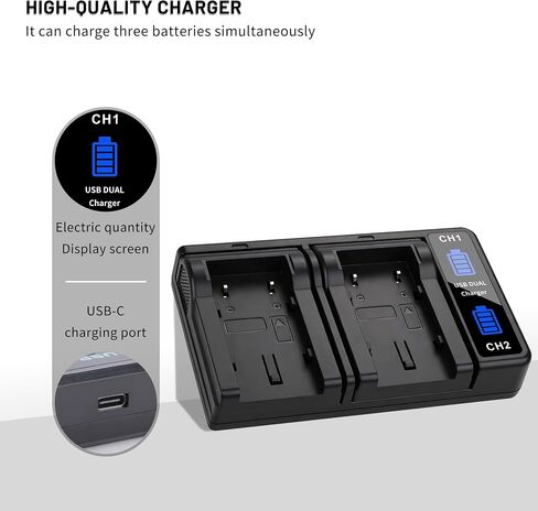 2-Pack BN-VF808 BNVF808 Battery with Dual Charger for JVC GZ-HD HD3 HD5 | HD200, GZ-HM HM1 HM150, GZ-MG MG120 MG130 MS90 MS100, GR-D720,GS-TD1,GZ-X900,GC-PX10 Cameras 1800mAh in Kuwait