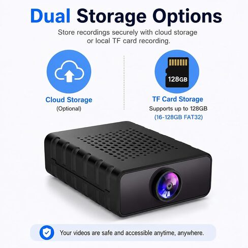 Hidden Camera, 1080P HD WiFi Mini Spy Camera with Motion Detection, Night Vision, Instant Alerts, Multi-User Sharing, Supports 128GB Micro SD Card for Pet Monitoring & Home Security in Kuwait
