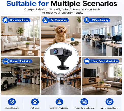 Hidden Camera, 1080P HD WiFi Mini Spy Camera with Motion Detection, Night Vision, Instant Alerts, Multi-User Sharing, Supports 128GB Micro SD Card for Pet Monitoring & Home Security in Kuwait