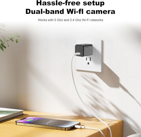 2.4G/5G WiFi Camera with Type-C Charger, 1080P HD Indoor Camera with Motion Detection, Plug-in Mini Cam for Home and Pet Care in Kuwait