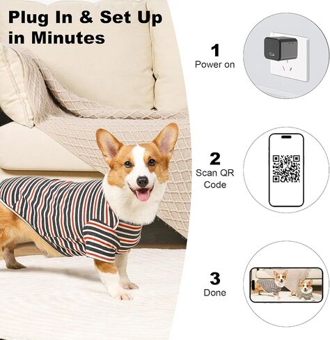 2.4G/5G WiFi Camera with Type-C Charger, 1080P HD Indoor Camera with Motion Detection, Plug-in Mini Cam for Home and Pet Care in Kuwait