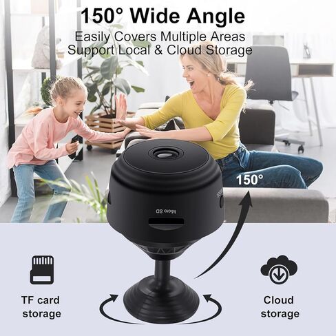 Hidden Camera,1080P HD WiFi Mini Nanny Cam with Night Vision & Motion Detection - Indoor/Outdoor Wireless Security Spy Cameras for Home, Car, Baby & Pet Monitoring-Upgraded A9 in Kuwait