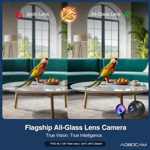 AOBOCAM 2026 Upgraded Indoor Camera Wireless 4K Mini Nanny Cam Spy Hidden Camera Dual-Band WiFi(2.4G&5G),AI Motion Detection,Night Vision,Local Cloud Storage,for Baby & Pet Monitoring-Video Only in Kuwait