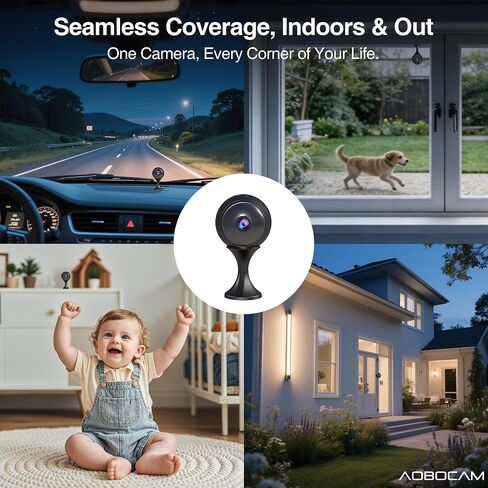 AOBOCAM 2026 Upgraded Indoor Camera Wireless 4K Mini Nanny Cam Spy Hidden Camera Dual-Band WiFi(2.4G&5G),AI Motion Detection,Night Vision,Local Cloud Storage,for Baby & Pet Monitoring-Video Only in Kuwait