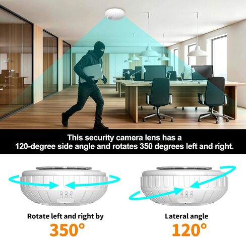 Hidden Camera Smoke 4K HD Rotatable Wireless WiFi Camera Detector Mini Security Cam with Night Vision and Motion Activated Camera Long Battery Life Low Power Consumption Nanny Cam for Indoor in Kuwait
